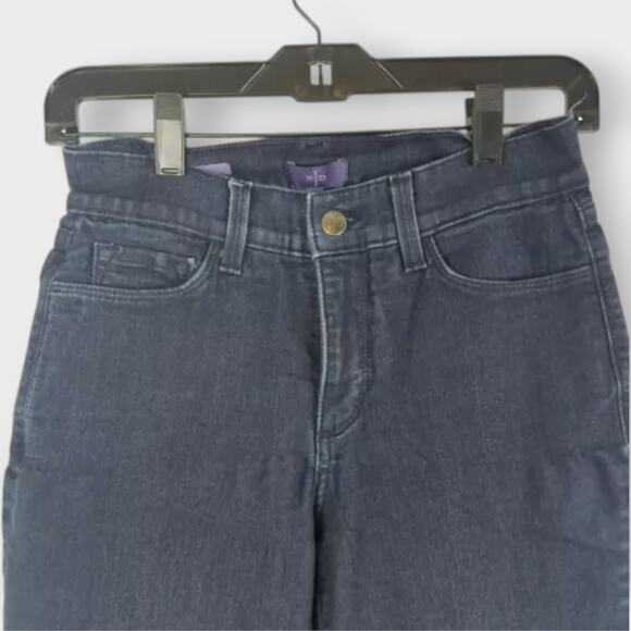 NYDJ Audrey Relaxed Ankle Cropped Frayed Hem Dark Wash Stretch Size 2 - Picture 2 of 6